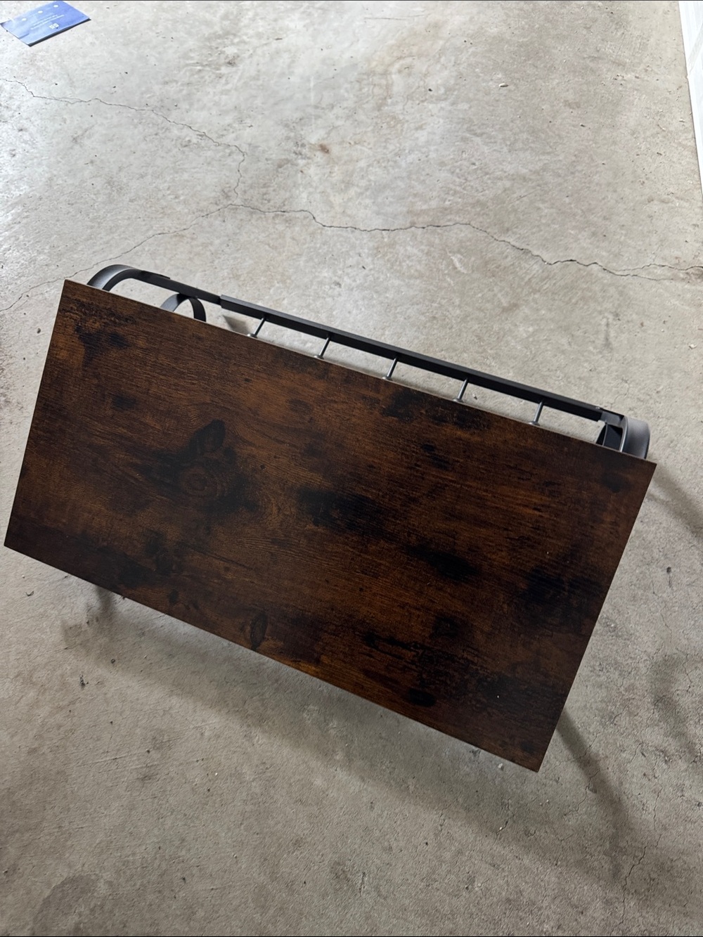 Wall-Mounted Wood Shelf with Black Metal Hooks